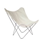Vegetable butterfly chair in fabric Sumbrella SUNSHINE MARIPOSA chrome foot (white, ivory)