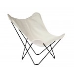 Garden butterfly chair in fabric Sumbrella SUNSHINE MARIPOSA foot black metal (white, ivory)