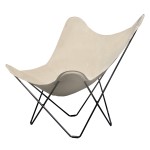 Vegetable butterfly chair in fabric Sumbrella SUNSHINE MARIPOSA black metal foot (mottled beige)
