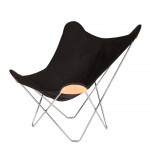BUTTERFLY armchair in cotton CANVAS MARIPOSA chrome foot (black)
