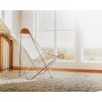 BUTTERFLY armchair in hemp CANVAS MARIPOSA chrome foot (natural)