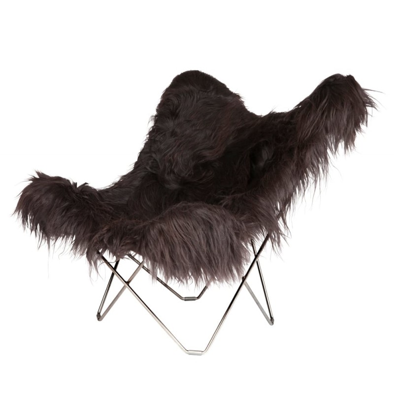 Sheepskin butterfly chair, iceland MARIPOSA long hair chrome foot (black) - image 54162