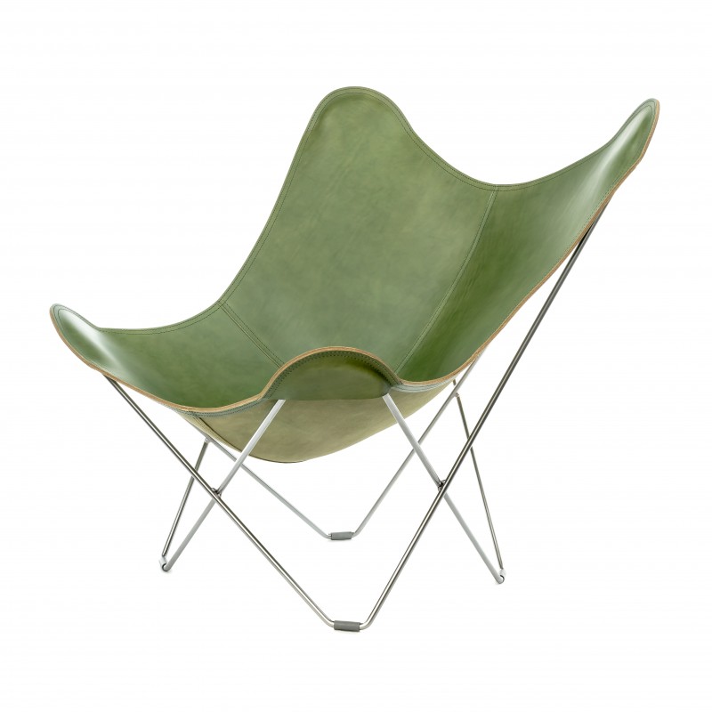 Italian leather butterfly chair PAMPA MARIPOSA chrome foot (green) - image 54203