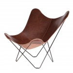 Schmetterling Sessel aus italienischem Leder PAMPA MARIPOSA Fuß Schwarz Metall (braune Schokolade)