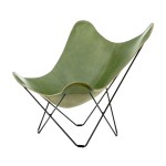 Schmetterling Sessel aus italienischem Leder PAMPA MARIPOSA Fuß Schwarz Metall (grün)