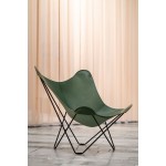 Schmetterling Sessel aus italienischem Leder PAMPA MARIPOSA Fuß Schwarz Metall (grün)