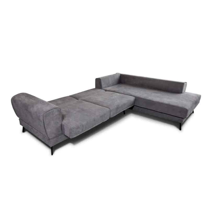 Convertible corner sofa 4 places fabric Right side IMPERIALPREM Dark grey - image 54318