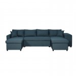 Sofa bed 6 places fabric Niche on the right KATIA Blue