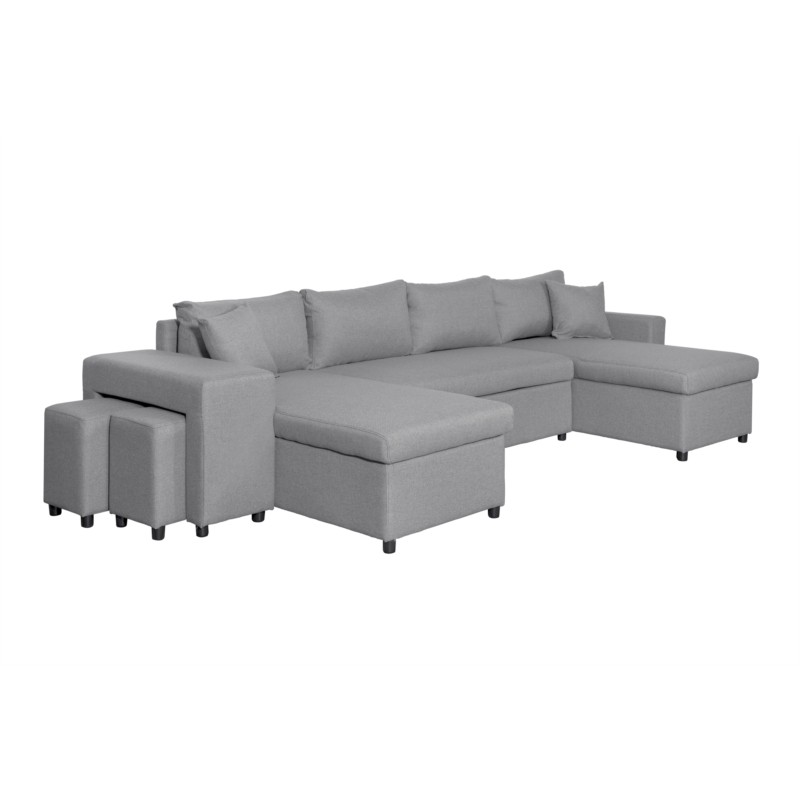 Sofa bed 6 places fabric Niche on the left KATIA Light grey - image 54402
