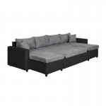 Sofa bed 6 places fabric PU microfiber Niche on the right KATIA Grey, black