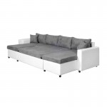 Sofa bed 6 places fabric PU microfiber Niche on the left KATIA Grey, white