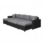Sofa bed 6 places fabric PU microfiber Niche on the left KATIA Grey, black