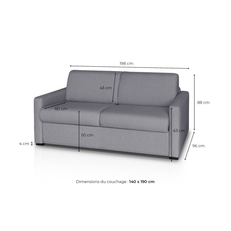 Sofa bed 3 places fabric Mattress 140 cm NOELISE Beige - image 54512