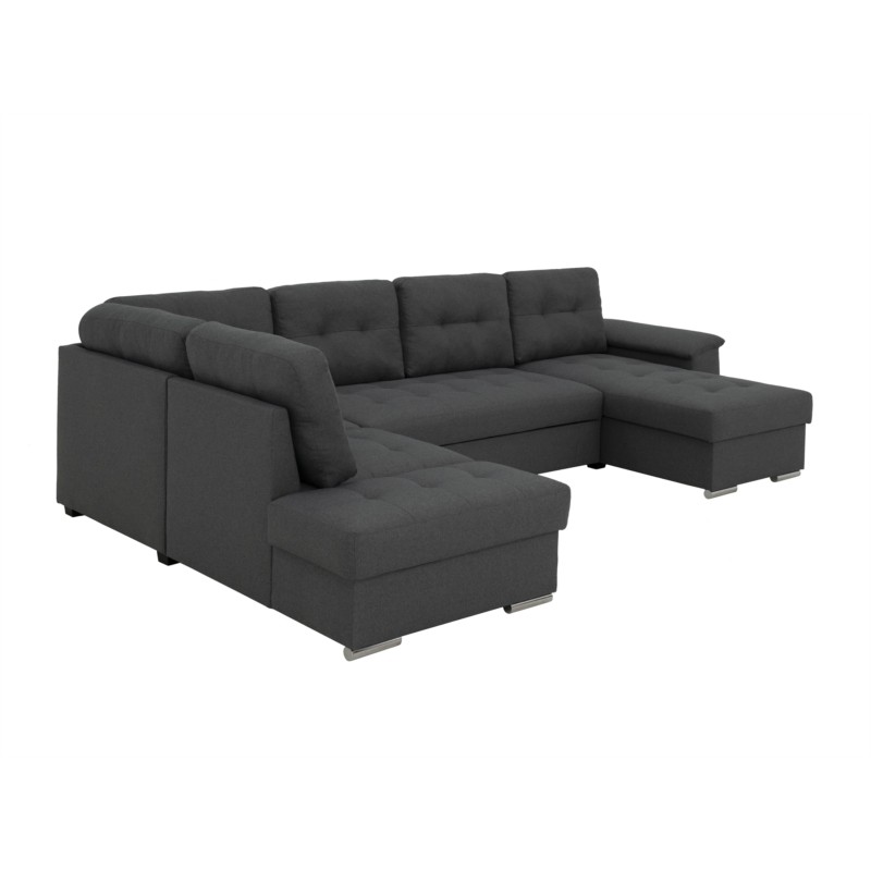 Corner sofa convertible 6 places fabric ROMAIN Dark grey - image 54791