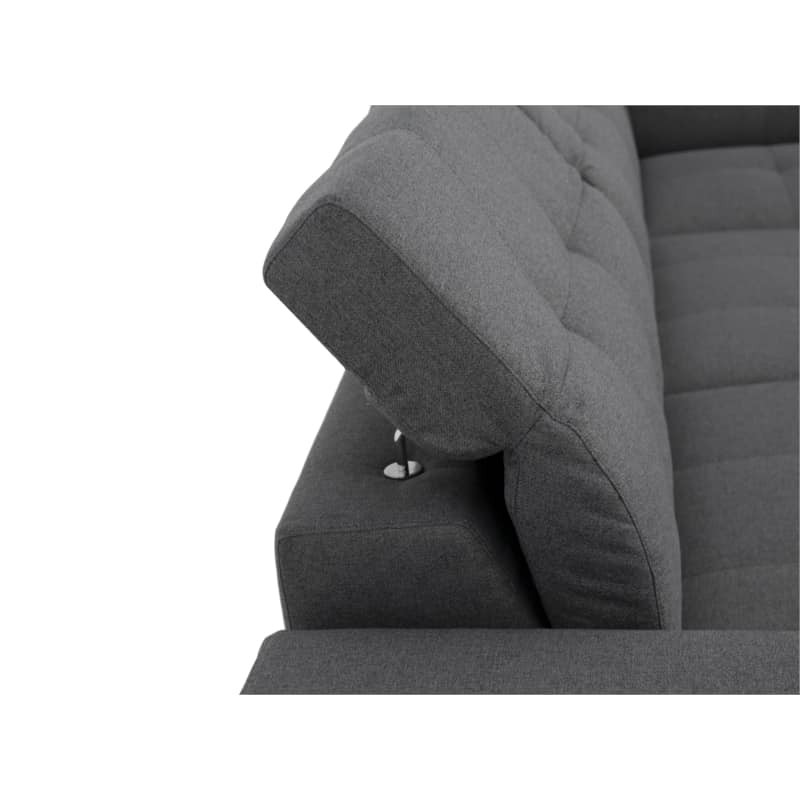 Corner sofa convertible 5 places headrest fabric VIKY Dark grey - image 54851