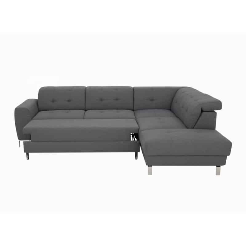 Corner sofa convertible 5 places headrest fabric VIKY Dark grey - image 54856