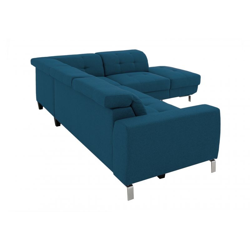 Corner sofa convertible 5 places headrest fabric VIKY Blue oil - image 54861
