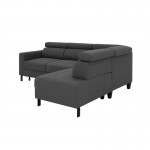 Convertible corner sofa 5 seater headrests fabric KADY Dark grey