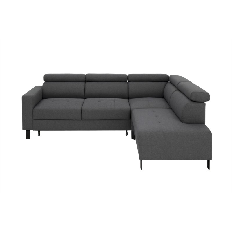 Convertible corner sofa 5 seater headrests fabric KADY Dark grey - image 54881