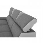Corner sofa convertible 3 places headrest PU fabric ALI Grey, white