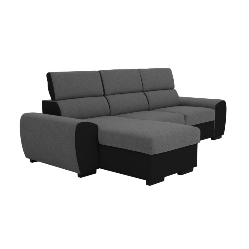 Corner sofa convertible 3 places headrests PU fabric ALI Grey, black - image 54924