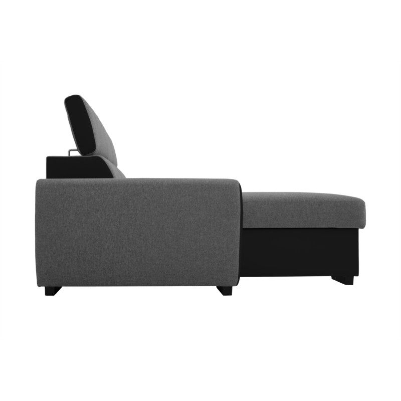 Corner sofa convertible 3 places headrests PU fabric ALI Grey, black - image 54930