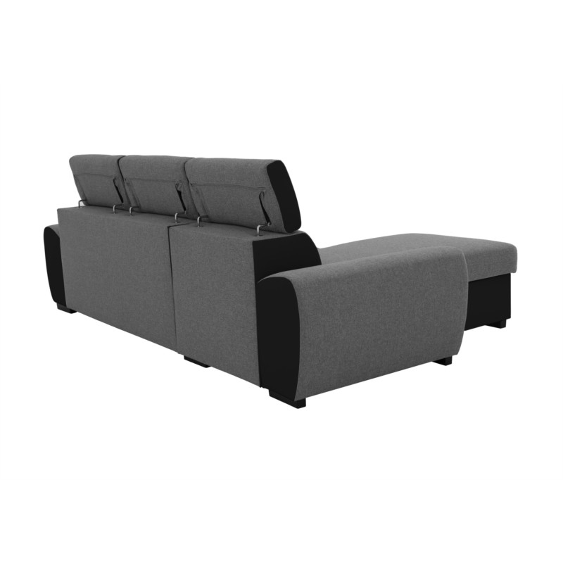 Corner sofa convertible 3 places headrests PU fabric ALI Grey, black - image 54932