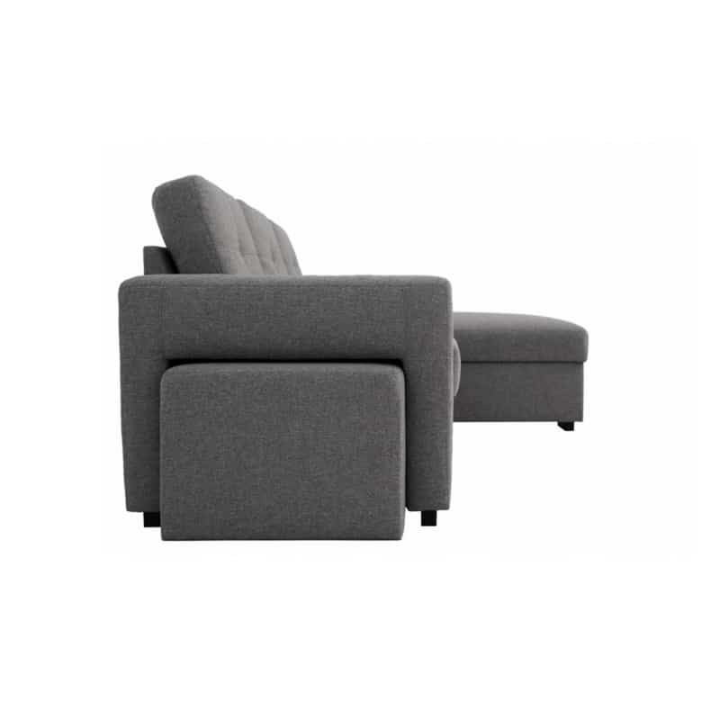 Convertible corner sofa 4 places fabric ADIL Dark grey - image 54963