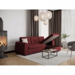 Convertible corner sofa 3 places fabric DONIA Bordeaux