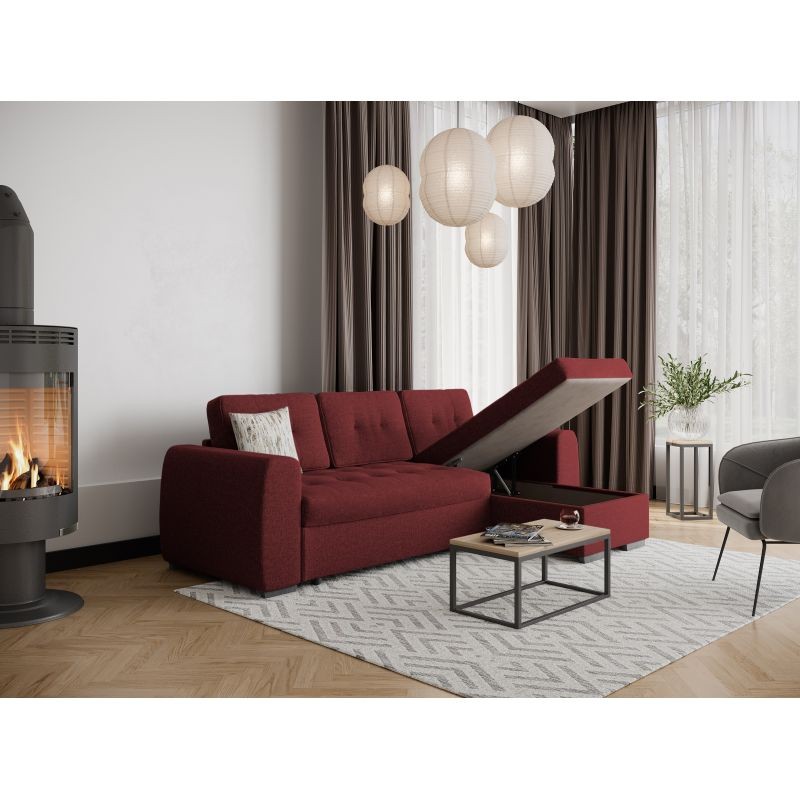 Convertible corner sofa 3 places fabric DONIA Bordeaux - image 54999