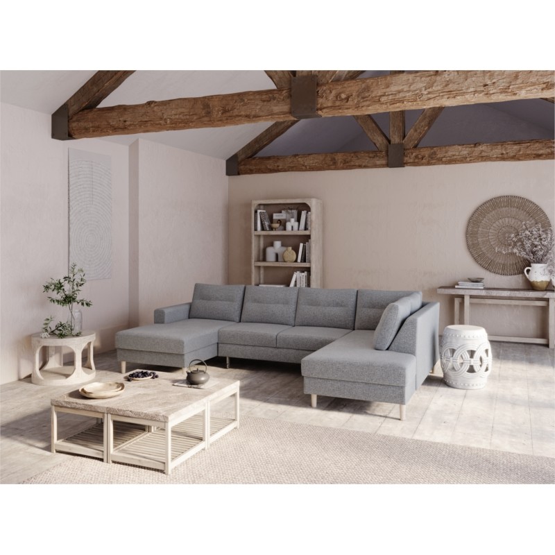 Convertible corner sofa 5 seats fabric Right Angle OKTAV Light grey - image 55082