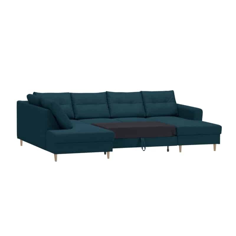 Convertible corner sofa 5 places fabric Left Corner OKTAV Oil Blue - image 55092