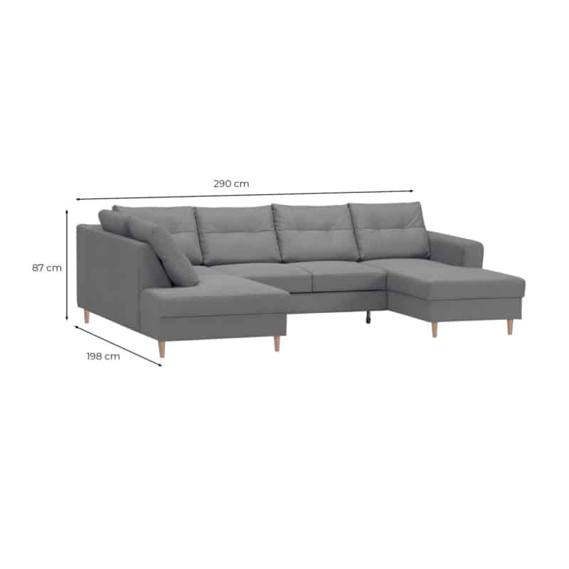 Convertible corner sofa 5 places fabric Left Corner OKTAV Oil Blue - image 55099