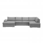 Convertible corner sofa 5 seats fabric Right Angle ARIA Light grey