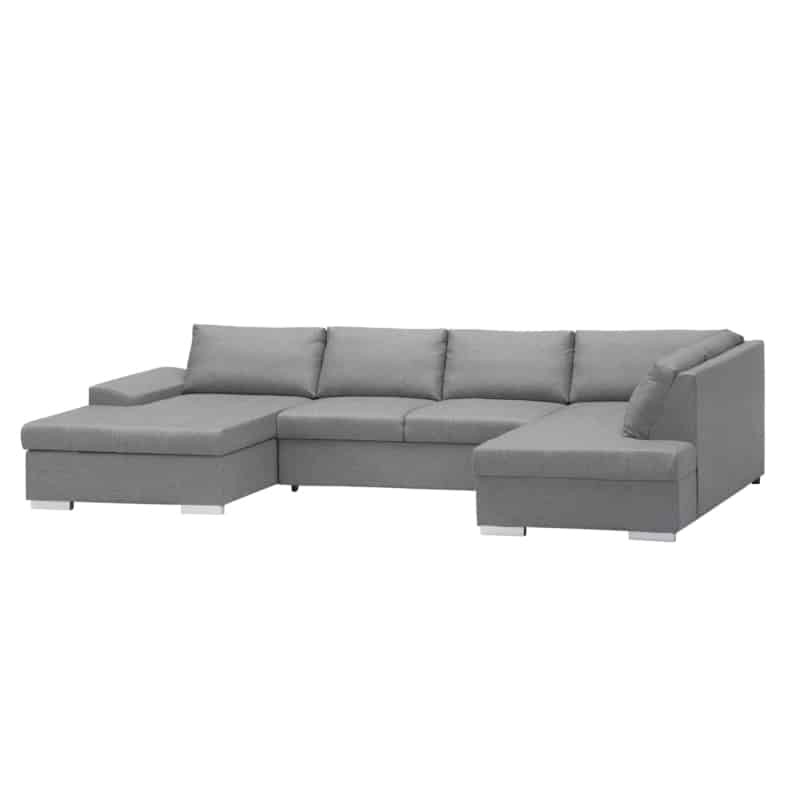 Convertible corner sofa 5 seats fabric Right Angle ARIA Light grey - image 55134