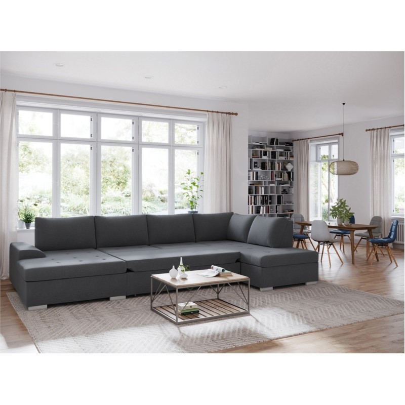 Convertible corner sofa 5 seats fabric Right Angle ARIA Dark grey - image 55148