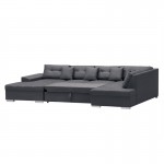 Convertible corner sofa 5 places fabric Right Angle GRACEU Dark grey