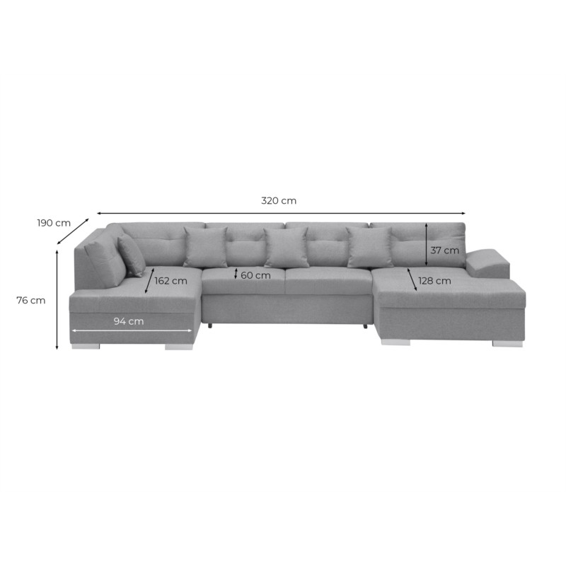 Convertible corner sofa 5 places fabric Right Angle GRACEU Dark grey - image 55166