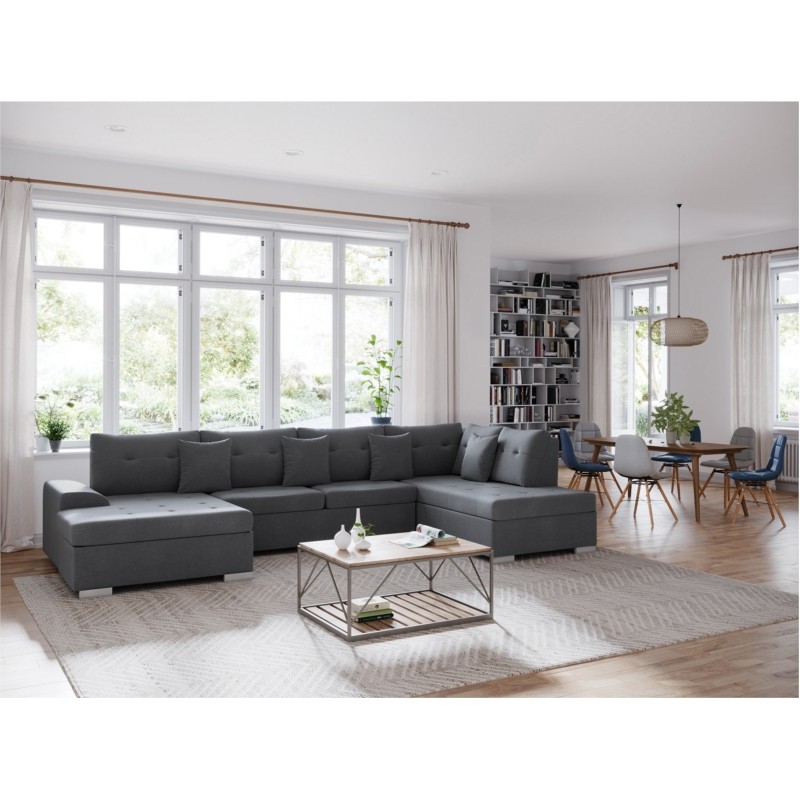 Convertible corner sofa 5 places fabric Right Angle GRACEU Dark grey - image 55169