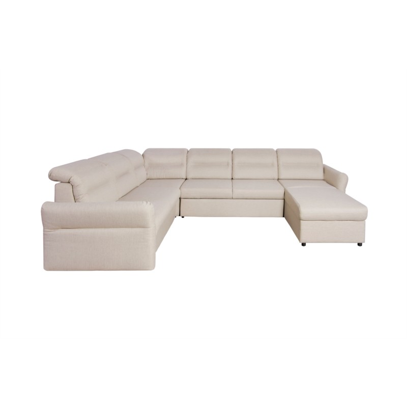 Modular corner sofa convertible 5 places fabric ADRIATIK Beige - image 55204
