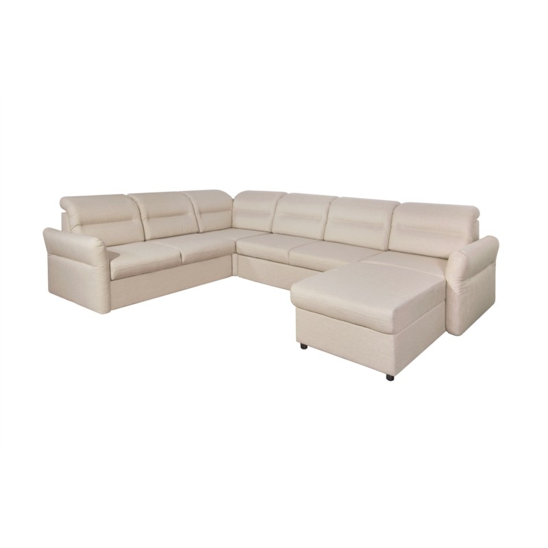 Modular corner sofa convertible 5 places fabric ADRIATIK Beige - image 55210