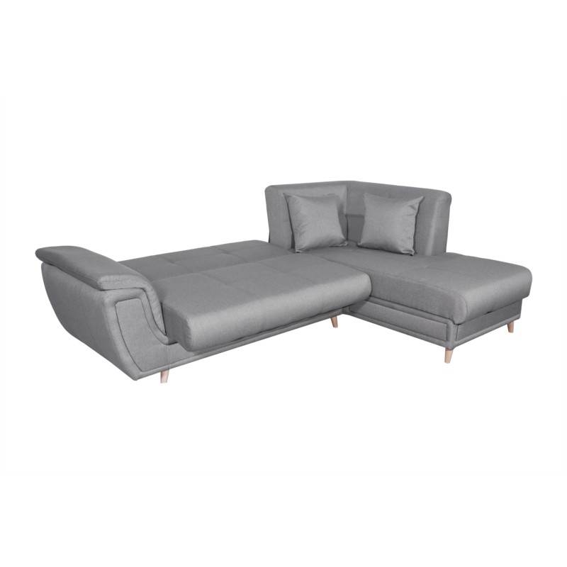 Corner sofa convertible 5 places fabric feet wood Angle Right FORTY Grey - image 55231