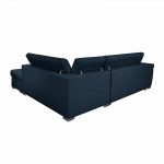 Canapé d'angle convertible 5 places coffre tissu Angle Droit IVY Bleu pétrole