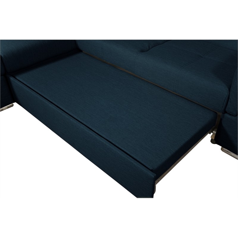 Corner sofa convertible 5 places trunk fabric Corner Left IVY Oil Blue - image 55304