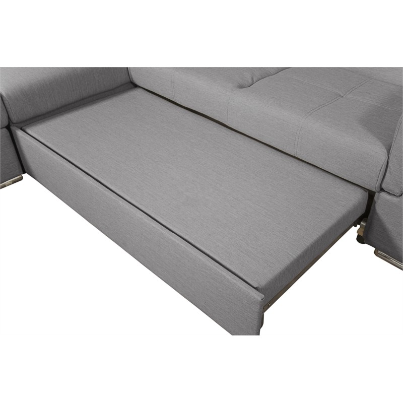Corner sofa convertible 5 places trunk fabric Corner Left IVY Light grey - image 55340