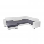 Convertible corner sofa 4 seater fabric PU Right Angle STELA Grey, white
