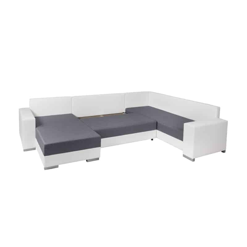 Convertible corner sofa 4 seater fabric PU Right Angle STELA Grey, white - image 55393