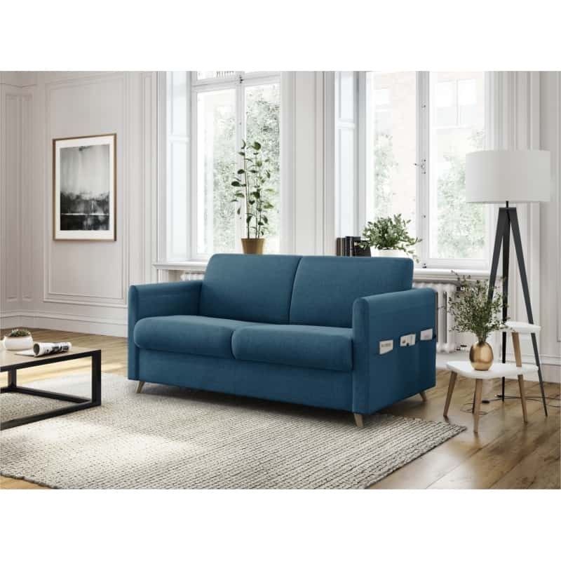 Quick sleeping sofa fabric 3 places TAMY (Petrol blue) - image 55444