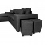 Corner sofa 3 places fabric pouf right shelf left ADRIEN (Dark grey)
