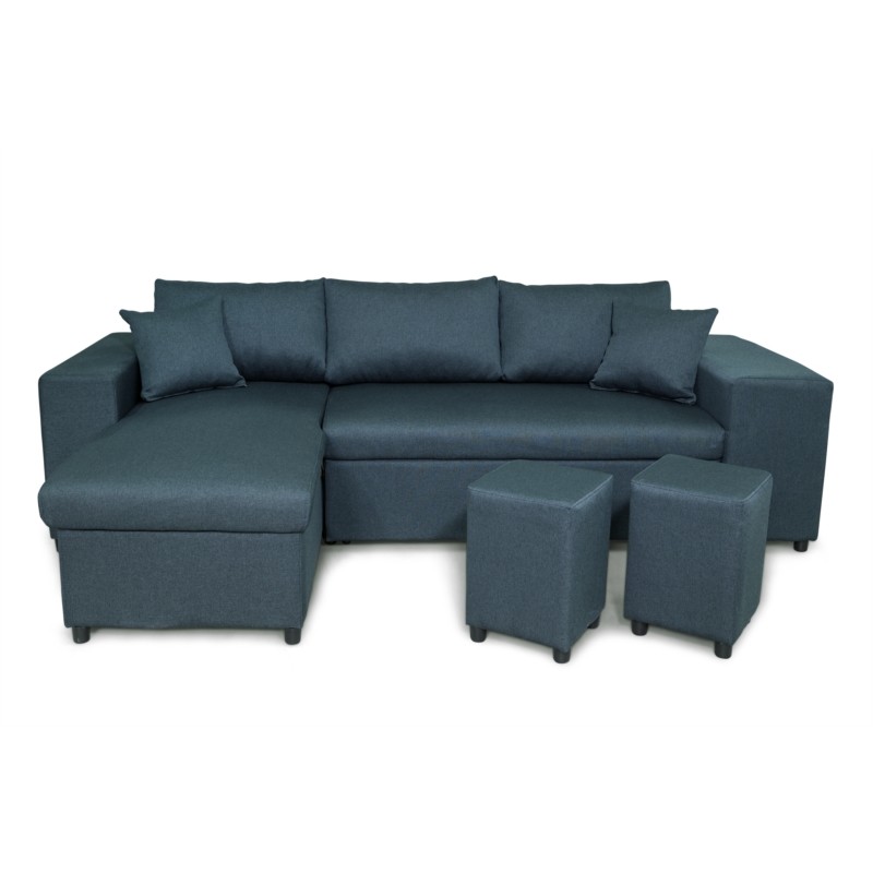 El sofá de esquina 3 coloca el puf de tela en el estante derecho a la izquierda ADRIEN (azul gasolina) - image 55501